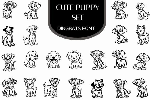 Cute Puppy Set: A Dingbats Font for Playful Design
