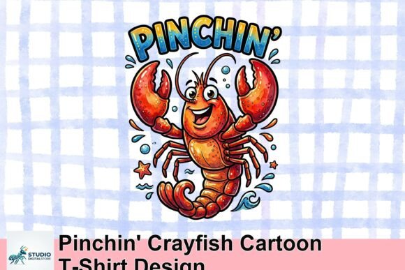 Pinchin' Crayfish Cartoon T-Shirt Design: A Splash of Playful Branding